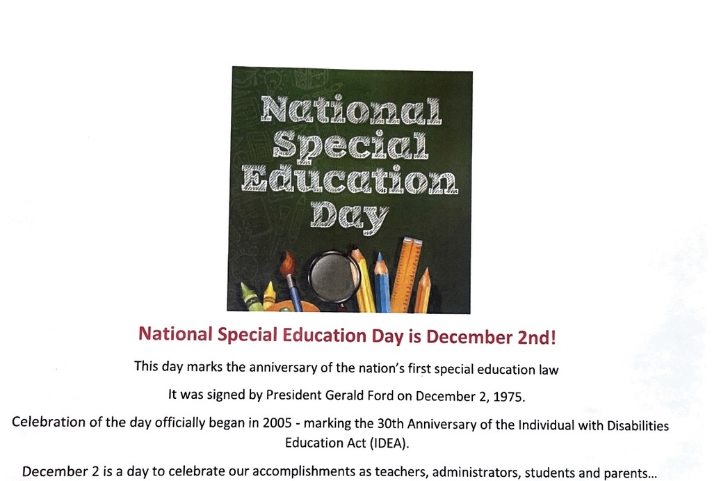 National Special Education Day is December 2nd